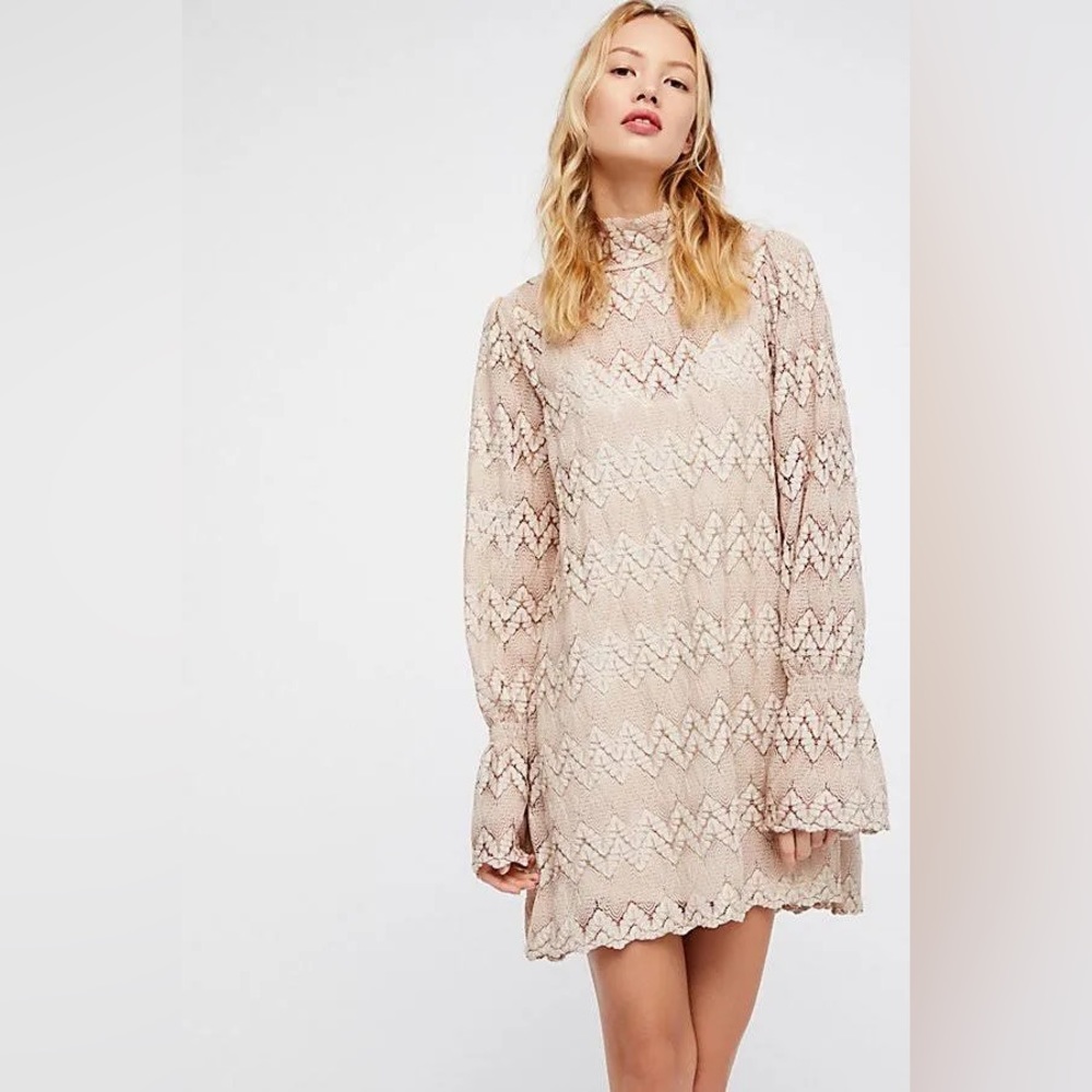 Free People Simone Lace Dress in Cream sz medium